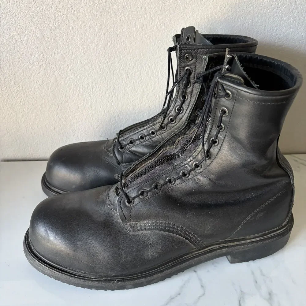 vintage Red Wing 4473 8-inch black leather firefighter work boots Size 13